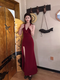 New Sexy Red Halter Dress Elegant Party Evening Dress HZ1024
