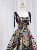 Vintage Floral Applique Spaghetti Strap Design A-line Satin Party Dress Homecoming Dress HZ1024