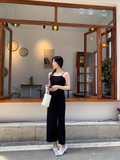 Elegant Fashion Black Sleeveless Spaghetti Strap Dress HZ1024