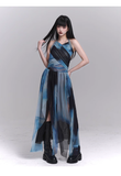 New Fashion Party Blue Chiffon Halter Dress HZ1024