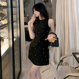 Elegant Black Beading Backless Design A-line Sleeveless Homecoming Dress HZ1024