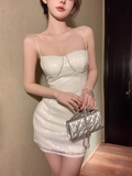 Fashion Beige Sequin Tight Design A-line Spaghetti Strap Homecoming Dress HZ1024