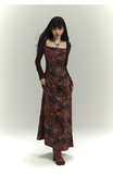 New Floral Pattern Design Women Long-sleeved Dress HZ1024