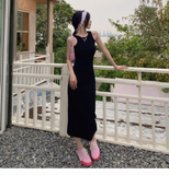 Simple Women Fashion Gray Black Halter Dress HZ1024