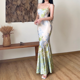 Elegant Floral Spaghetti Strap Mermaid Long Summer Dress Prom Dress Evening Dress HZ1024
