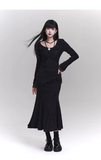 Elegant Fashion Tassels Lace Cuff Design Long-sleeved Dress HZ1024