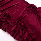 Vintage Glittering Sequin Sweetheart Spaghetti Strap Ruffled High Slit Prom Dress Evening Dress HZ1024