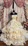 Vintage Applique Ruffles Strapless Sweet 16 Quinceanera A-Line Evening Dress Ball Gown HZ1024