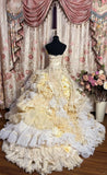 Vintage Applique Ruffles Strapless Sweet 16 Quinceanera A-Line Evening Dress Ball Gown HZ1024