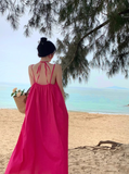 New Fashion Rose Pink Sleeveless Beach Halter Dress HZ1024