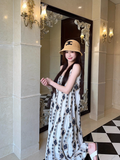 New Fashion Floral Loose-fitting Design Beach Holiday A-line Spaghetti Strap Dress HZ1024