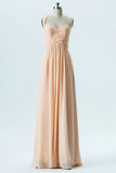 Halter Peach Bridesmaid Dress with Criss Cross Straps HZ1024