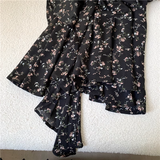 New Fashion Floral Design A-line Black High-waist Sleeveless Spaghetti Strap Dress HZ1024