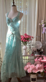 Retro Sparkling Light Blue Sweetheart Design A-line Romantic Chiffon Evening Dress Prom Dress HZ1024