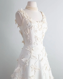 Vintage White 3D Grapes Applique Design A-Line Short Homecoming Dress Party Dress HZ1024