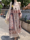 New Fashion Bohemian-style Print Design A-line Sleeveless Spaghetti Strap Dress HZ1024