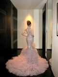 Gorgeous Glittering Pink Beaded Sequin Strapless Mermaid Design Elegant Prom Dress Evening Dress HZ1024