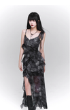 Fashion Vintage Butterfly irregular Dress Brim Design Spaghetti Strap Dress HZ1024