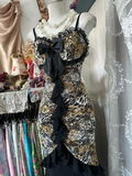 Vintage Leopard Print Sweetheart Design Mermaid Spaghetti Strap Prom Dress Evening Dress HZ1024