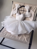 Cute Fashion White Bow Design A-line Tulle Party Dresses Homecoming Dresses, HZ1024