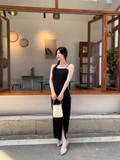 Elegant Fashion Black Sleeveless Spaghetti Strap Dress HZ1024