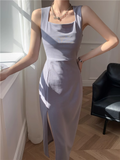New Stylish Design Elegant Split Spaghetti Strap Dress HZ1024
