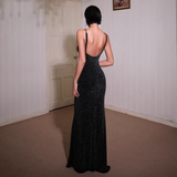 New Elegant Black Lace Spaghetti Strap Dress Sexy Evening Dress HZ1024