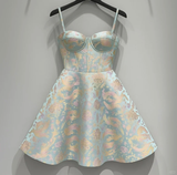 Cute Floral Sweetheart Spaghetti Strap Design Satin Party Dress Homecoming Dress HZ1024