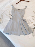 New Simple Square Collar Design A-line Sleeveless Spaghetti Strap Dress HZ1024