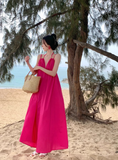 New Fashion Rose Pink Sleeveless Beach Halter Dress HZ1024
