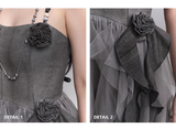 Simple Fashion Gray Rose Flower Design Women Spaghetti Strap Dress HZ1024