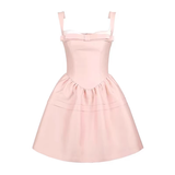 New Simple Pink Bow Design A-line Sleeveless Spaghetti Strap Dress HZ1024