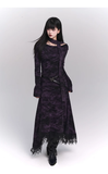 New Gothic Style Fashion Bell Sleeve Design Sense Long-sleeved Split Dress HZ1024