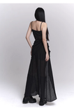 New Fashion Black Chiffon Spaghetti Strap Prom Dress Evening Dress HZ1024