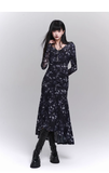 New Fashion Design Floral Pattern Women Long-sleeved Dress HZ1024