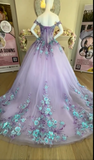 Vintage Lilac Sequin Sweetheart Off-the-shoulder Sweet 16 Quinceanera A-Line Floor-length Prom Dress Birthday Dress Evening Dress Ball Gown HZ1024
