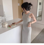 Simple Women Fashion Gray Black Halter Dress HZ1024