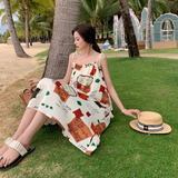 New Fashion Floral Design A-Line Spaghetti Strap Dress HZ1024