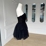 New Fashion Black Design A-line Sleeveless Spaghetti Strap Puffy Dress HZ1024