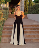 Vintage Black and White A-Line Prom Dress Spaghetti Strap Evening Dress Long Formal Dress HZ1024