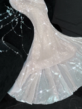 Gorgeous Sparkling Champagne Sequin Sweetheart Mermaid Elegant Chiffon Evening Dress Prom Dresses HZ1024