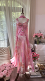 Retro Pink Sweetheart Floral Elegant Design A-line Romantic Chiffon Evening Dress Prom Dress HZ1024