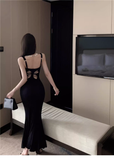 New Back Butterfly Cutout Design Slim Mermaid Spaghetti Strap Dress HZ1024