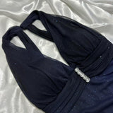 Vintage Gradient Navy Blue/Purple Exquisite Beaded Halter-neck Sheath Prom Dress Evening Dress HZ1024