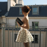 Vintage Dot Pattern Strapless A-Line Short Summer Dresses Party Dress Homecoming Dress HZ1024