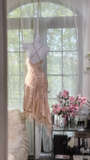 Vintage Champagne Sparkling Beaded Spaghetti Strap Romantic Chiffon Evening Dress Prom Dresses HZ1024