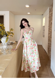 New Fashion Floral Design A-line Sleeveless Spaghetti Strap Dress HZ1024