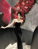 New Simple Design Black A-Line Elegant Women Strapless Dress HZ1024