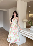 New Fashion Floral Design A-line Sleeveless Spaghetti Strap Dress HZ1024