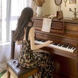 New Elegant Floral Design Slim Spaghetti Strap Dress HZ1024